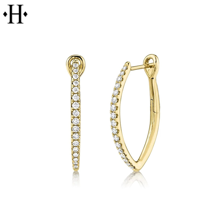 0.33cts Natural Diamond V Hoop Earrings