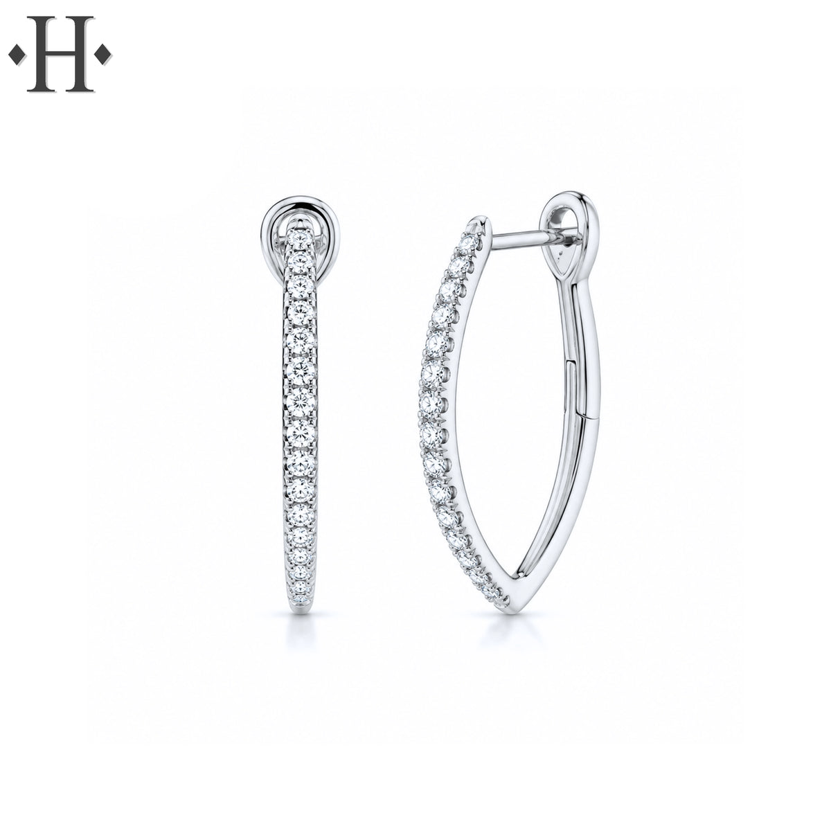 0.33cts Natural Diamond V Hoop Earrings
