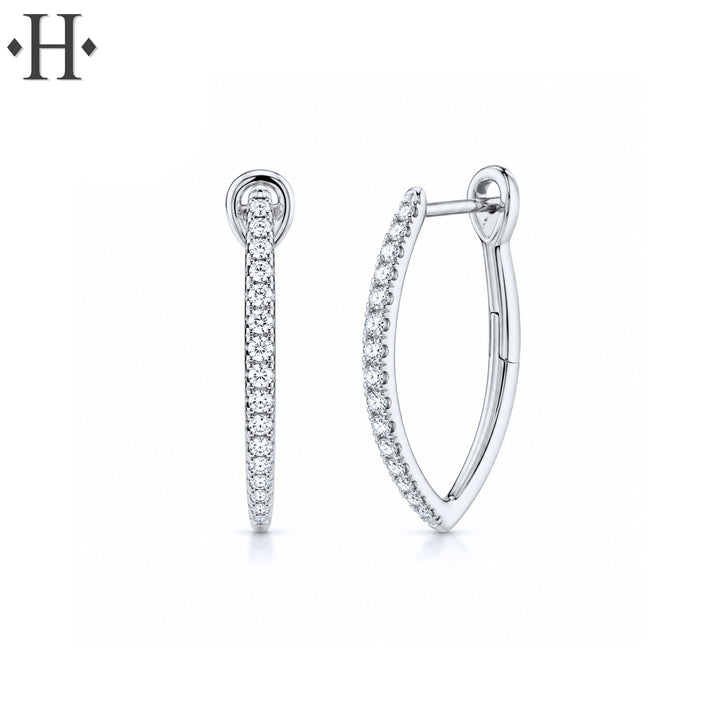 0.33cts Natural Diamond V Hoop Earrings