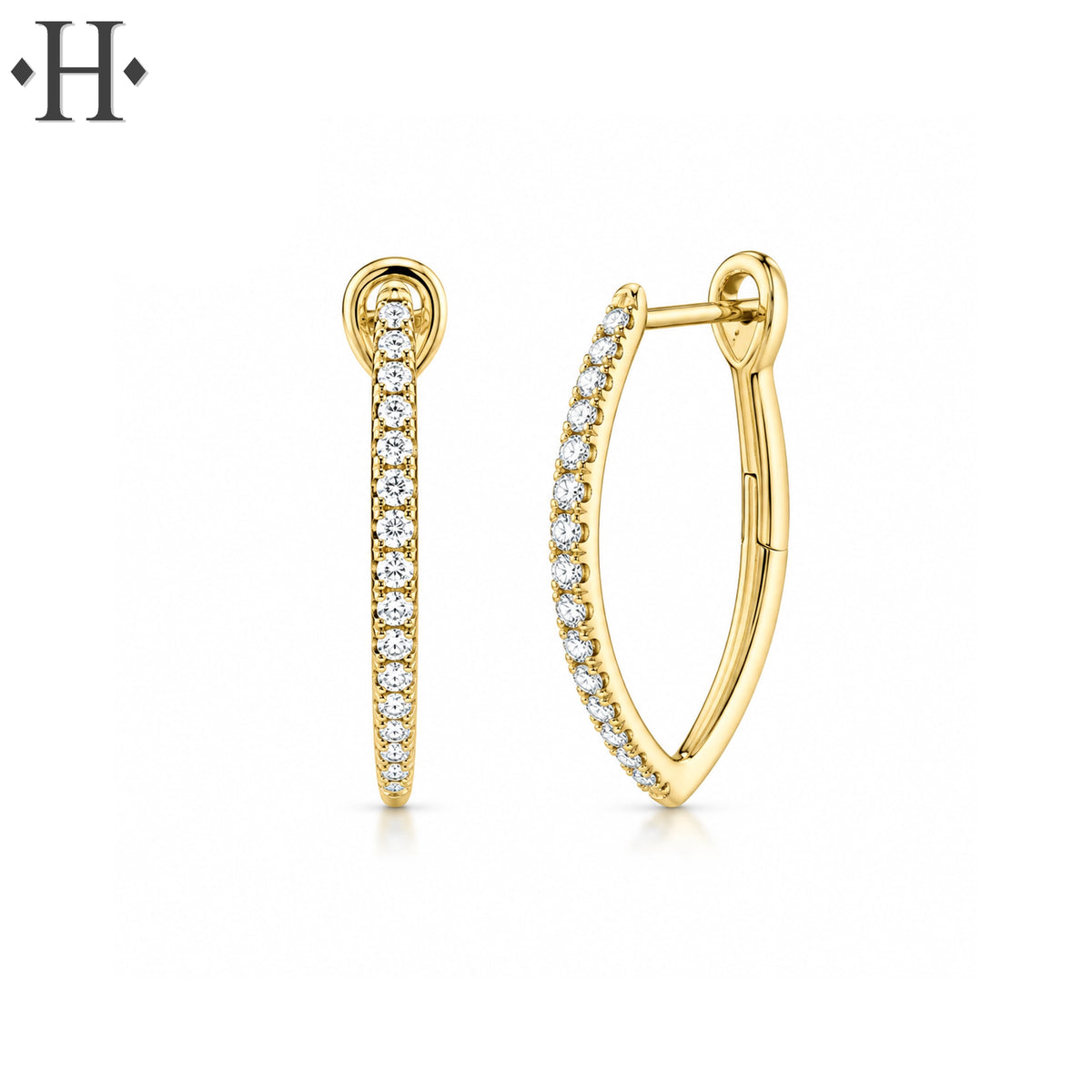0.33cts Natural Diamond V Hoop Earrings