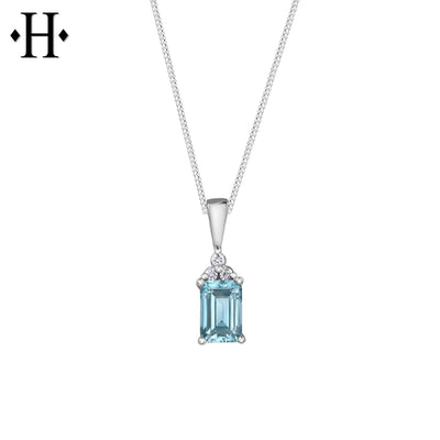 10kt Genuine Aquamarine & Diamond Necklace Essentials