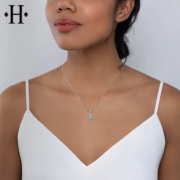 10kt Genuine Aquamarine & Diamond Necklace Essentials