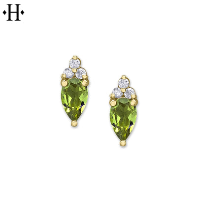 10kt Genuine Peridot & Diamond Earrings