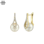 10kt Cultured Pearl & Diamond Earrings