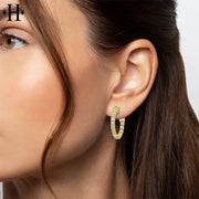 14kt 1.00cts Inside-Out Lab Grown Diamond Locking Hoop Earrings 14mm