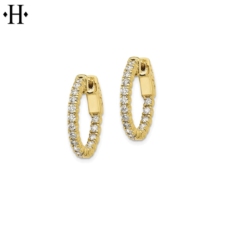 14kt 1.00cts Inside-Out Lab Grown Diamond Locking Hoop Earrings