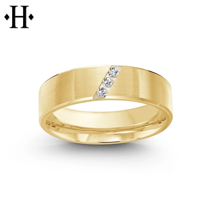 Diamond Solid Gold Ring 6mm