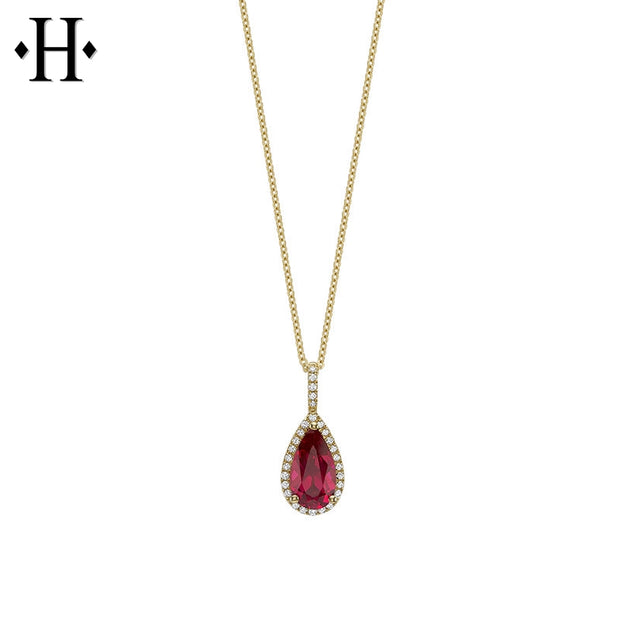 10kt Lab Grown Ruby & Diamond Necklace