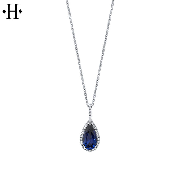 10kt Lab Grown Sapphire & Diamond Necklace