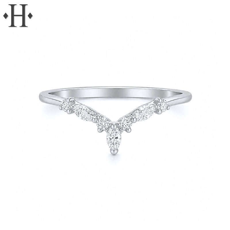 0.20ctw Natural Diamond Chevron Ring 1.6mm
