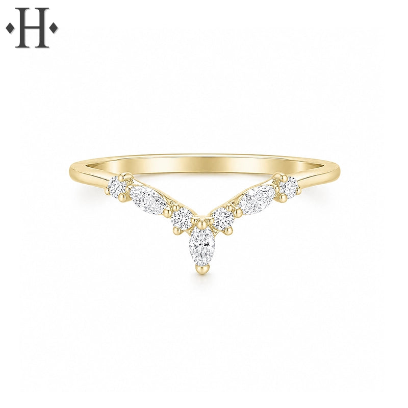 0.20ctw Natural Diamond Chevron Ring 1.6mm