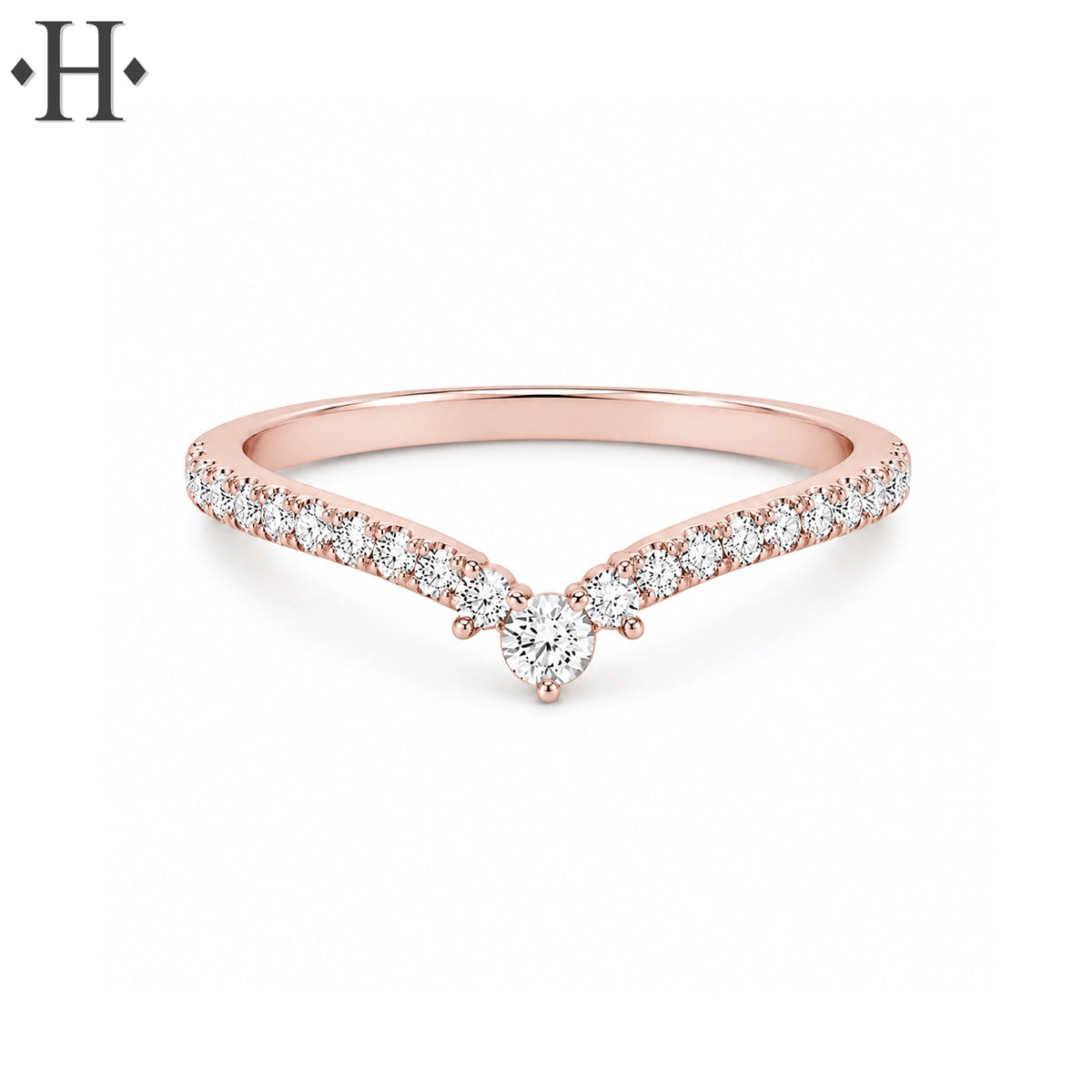 0.33ctw Natural Diamond Chevron Ring 1.6mm