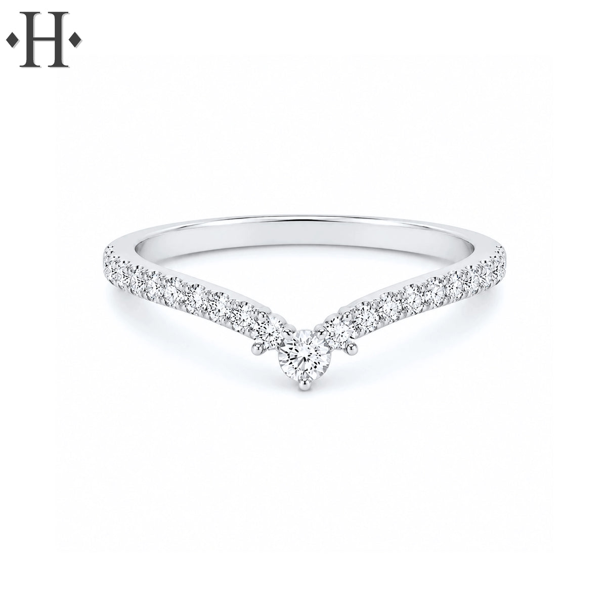 0.33ctw Natural Diamond Chevron Ring 1.6mm