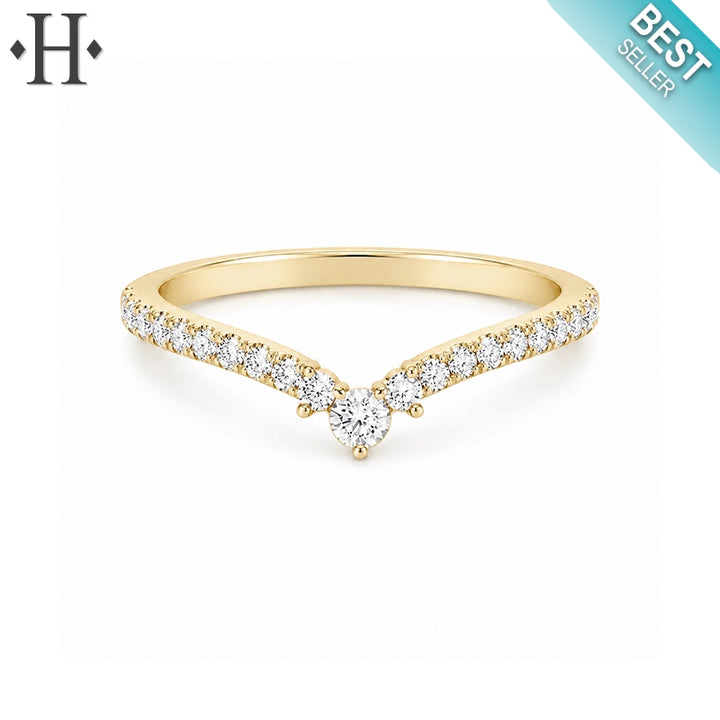 0.33ctw Natural Diamond Chevron Ring 1.6mm