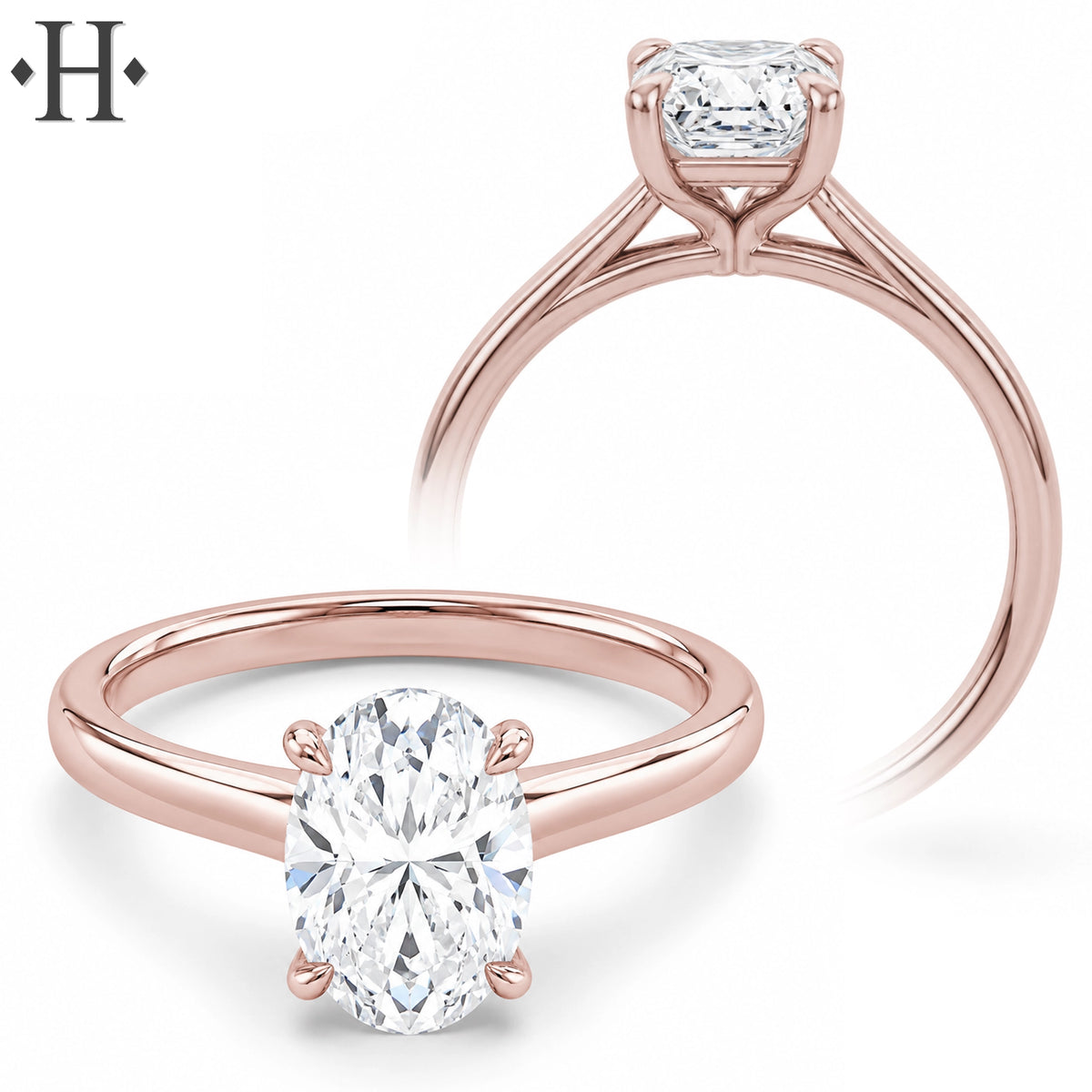 1.00ctr-3.00ctr Oval Cut Lab Grown Diamond Ring Tailor Made