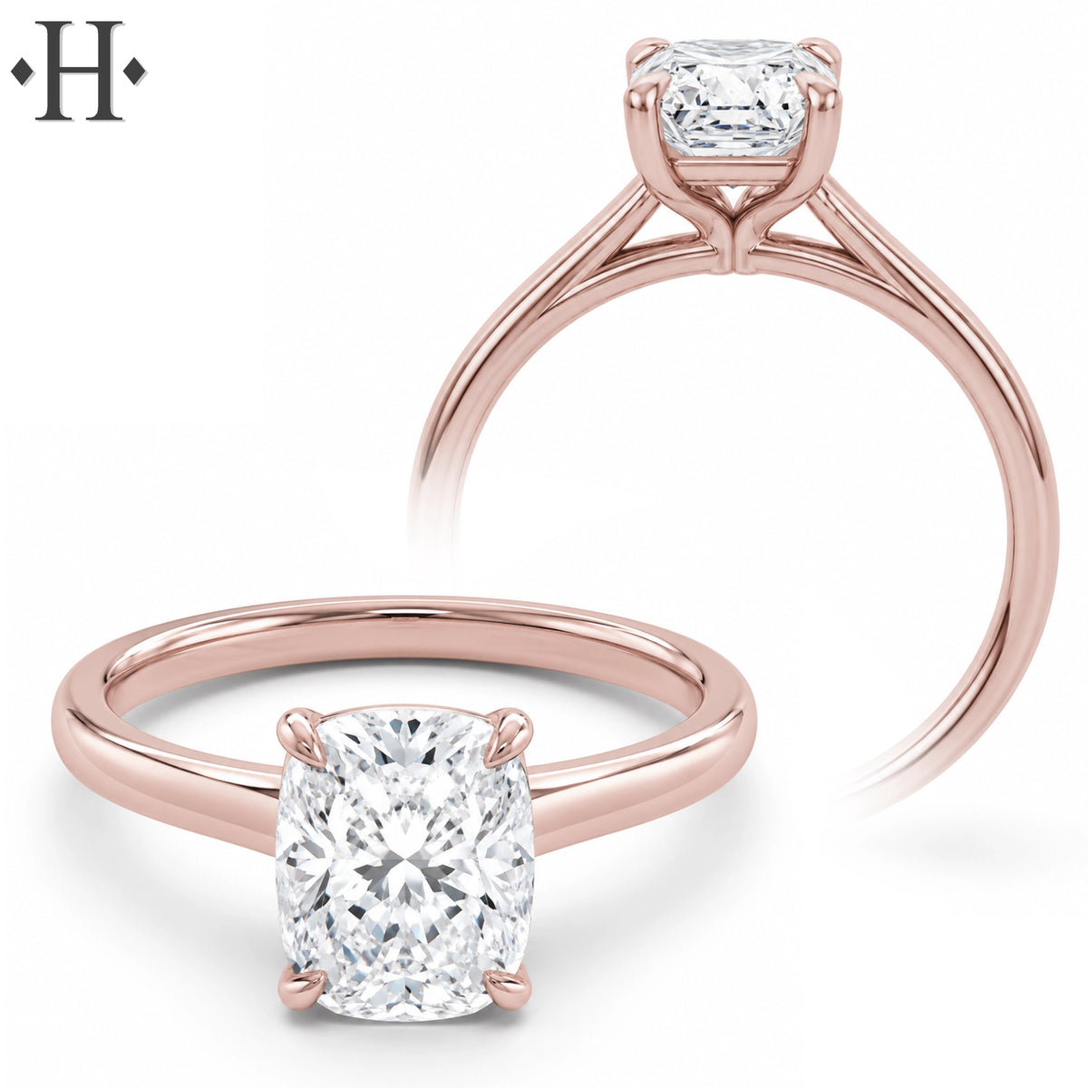 1.00ctr-3.00ctr Elongated Cushion Cut Lab Grown Diamond Ring Tailor Made