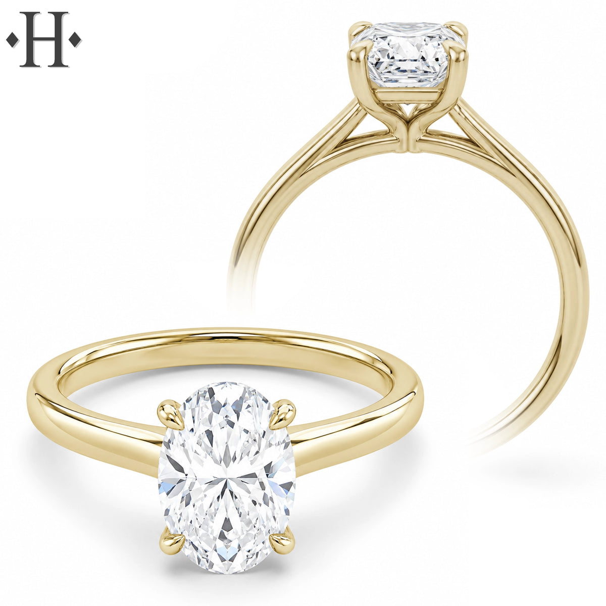 1.00ctr-3.00ctr Oval Cut Lab Grown Diamond Ring Tailor Made