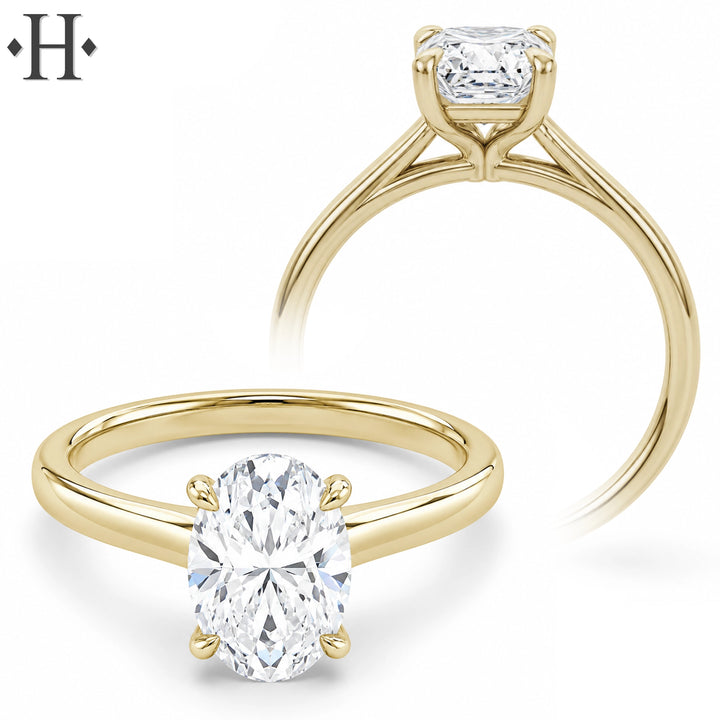 1.00ctr-3.00ctr Oval Cut Lab Grown Diamond Ring Tailor Made