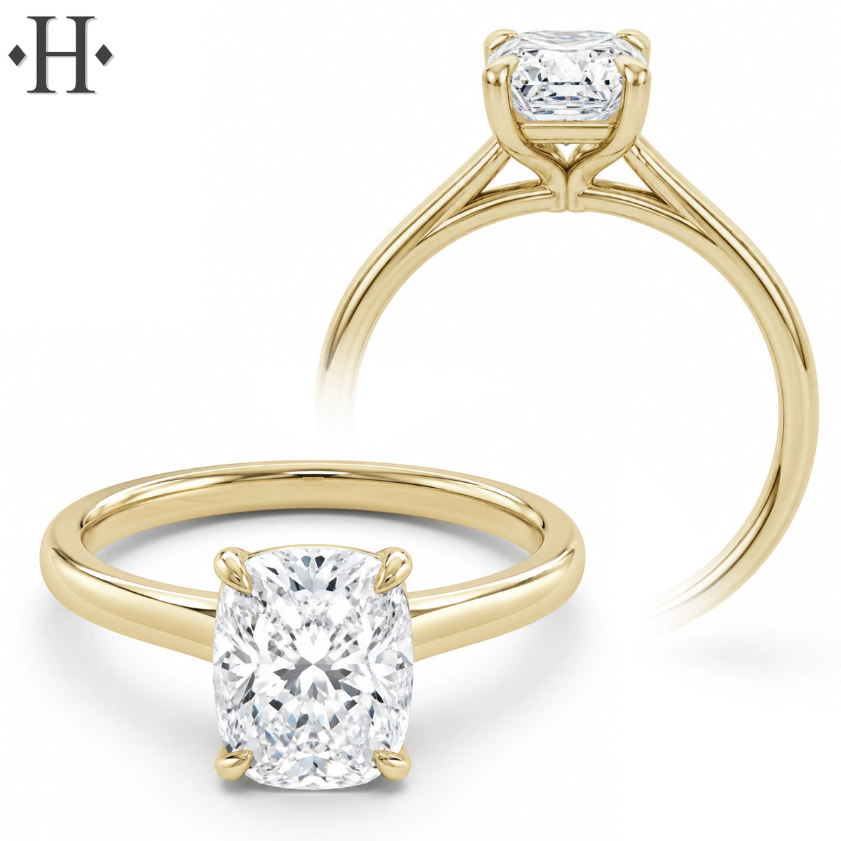 1.00ctr-3.00ctr Elongated Cushion Cut Lab Grown Diamond Ring Tailor Made