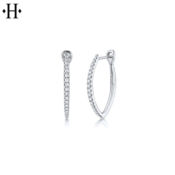 0.33cts Natural Diamond V Hoop Earrings