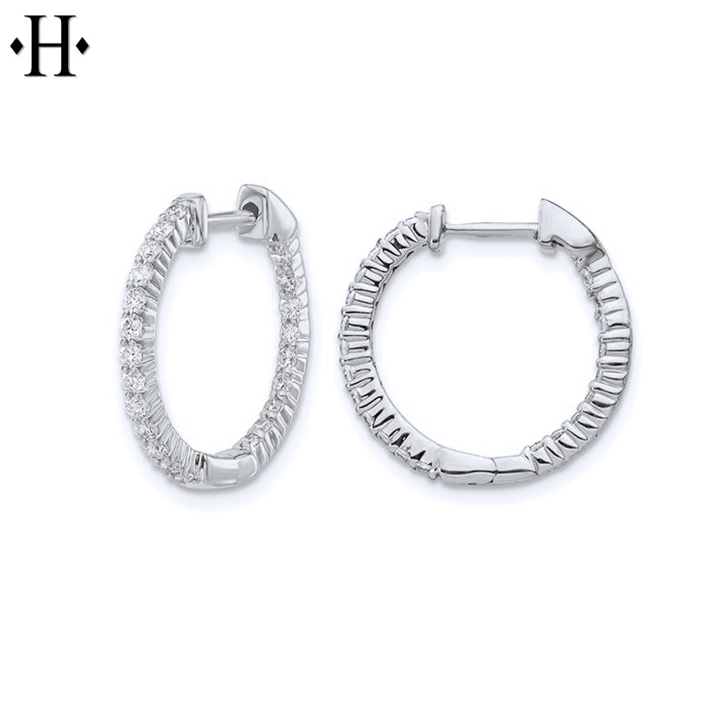 14kt 0.50cts Inside-Out Lab Grown Diamond Hoop Earrings