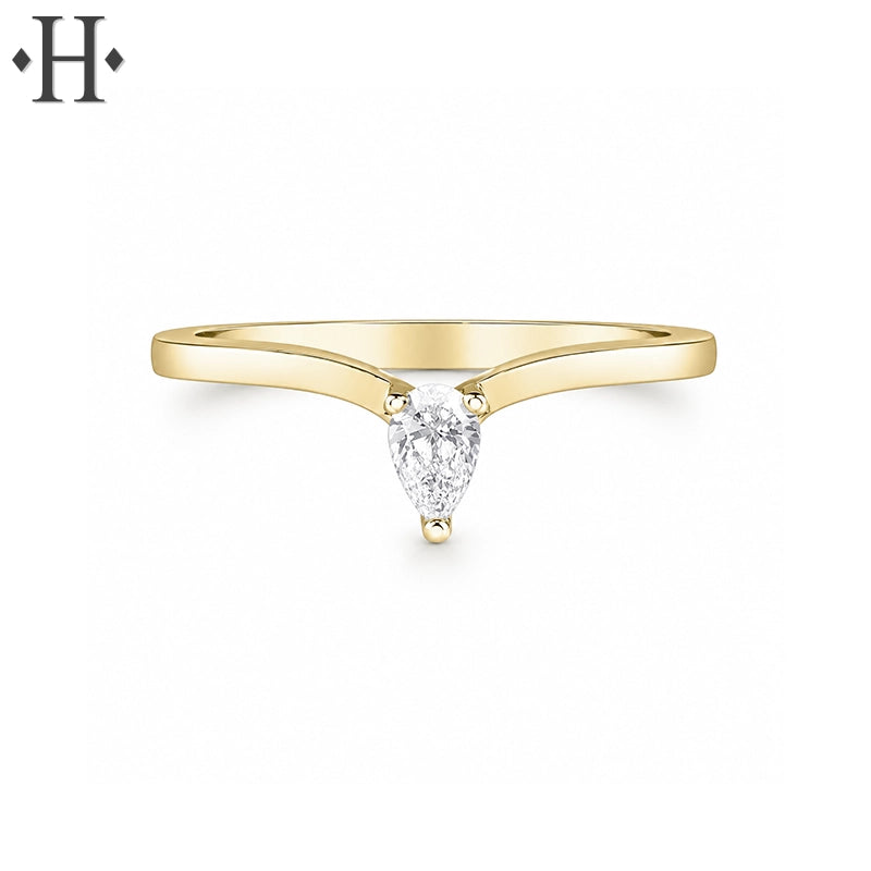 0.12ctw Natural Canadian Diamond Chevron Ring 1.5mm