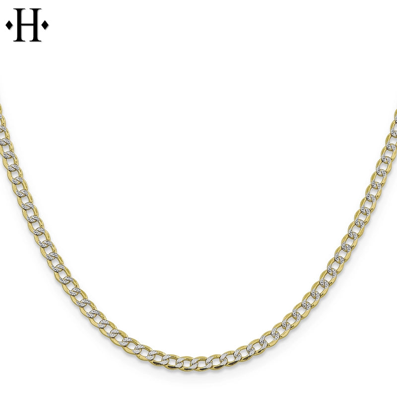 10kt 5.5mm Rhodium Pavé Curb Necklace 22"