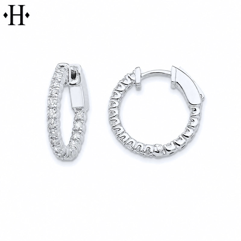 10kt 1.00cts Inside-Out Lab Grown Diamond Locking Hoop Earrings