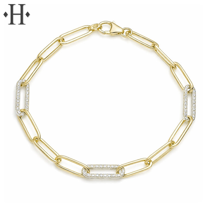 7.25" 5.2mm Semi-Solid CZ Paperclip Bracelet