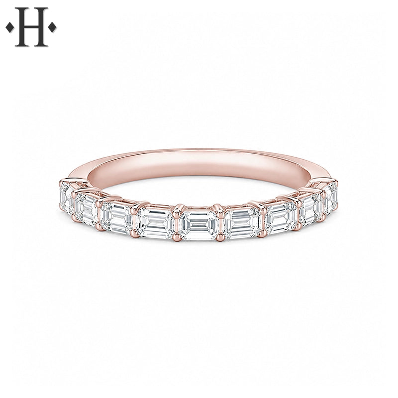 0.90ctw Lab Grown Emerald Cut Diamond Ring 2.5mm