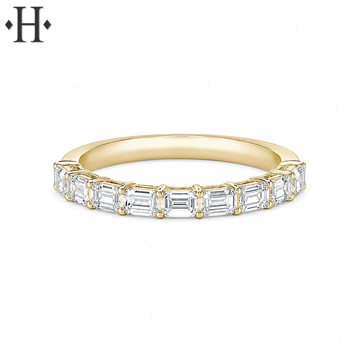 0.90ctw Lab Grown Emerald Cut Diamond Ring 2.5mm