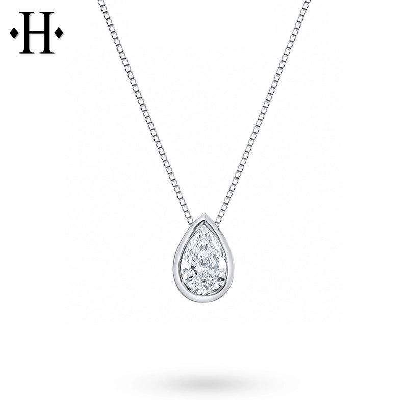 Sterling Silver 0.50cts Lab Grown Pear Cut Diamond Necklace