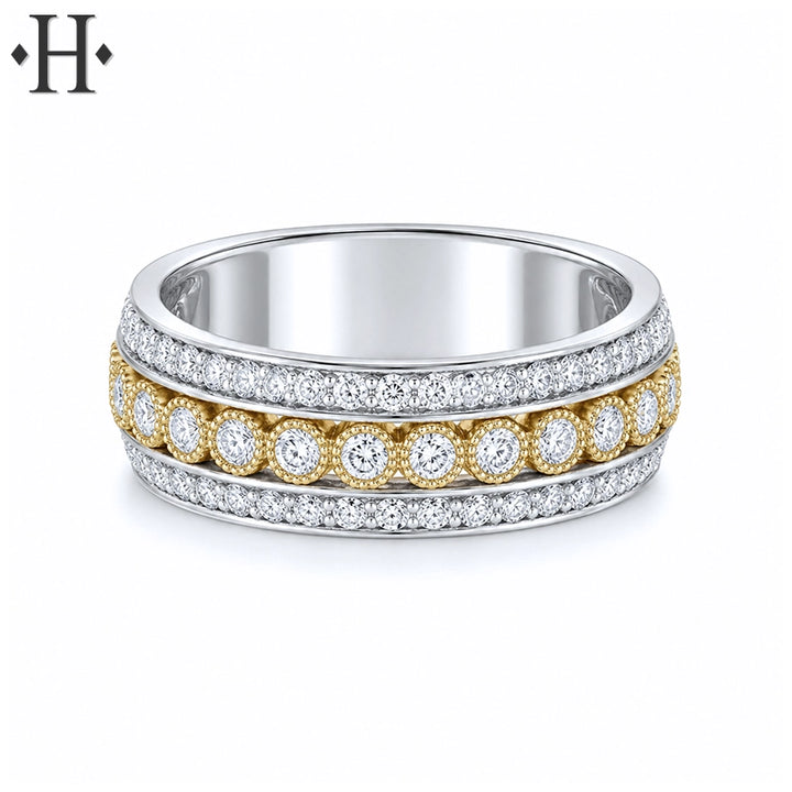 1.00ctw Natural Diamond Pavé Ring 6.8mm