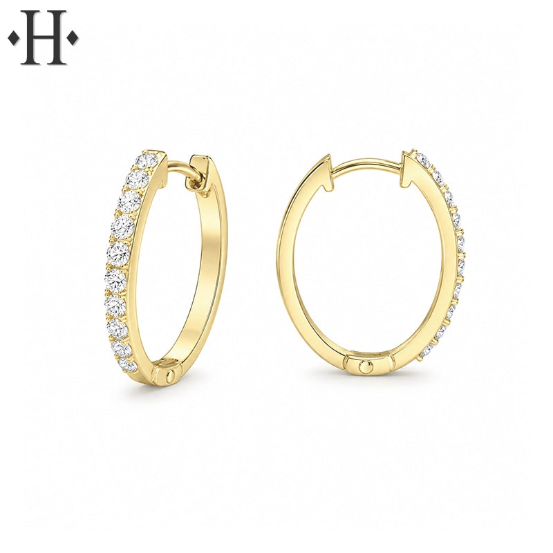 0.50ctw Natural Diamond Oval Hoop Earrings