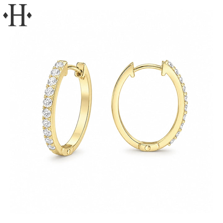 0.50ctw Natural Diamond Oval Hoop Earrings