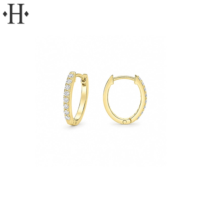 10kt Natural Diamond Oval Hoop Earrings