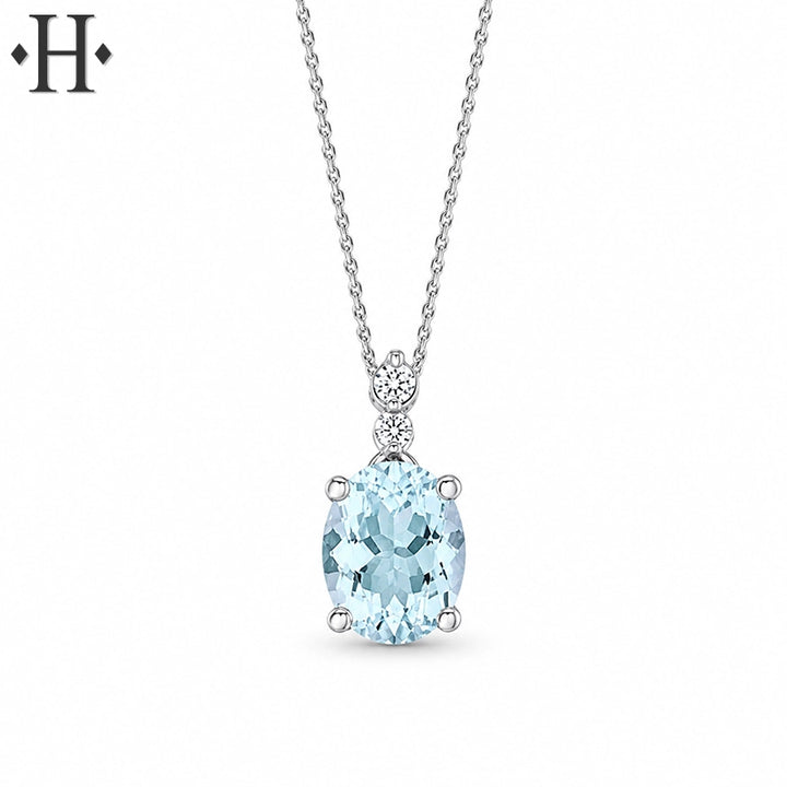 Genuine Aquamarine & Canadian Diamond Necklace
