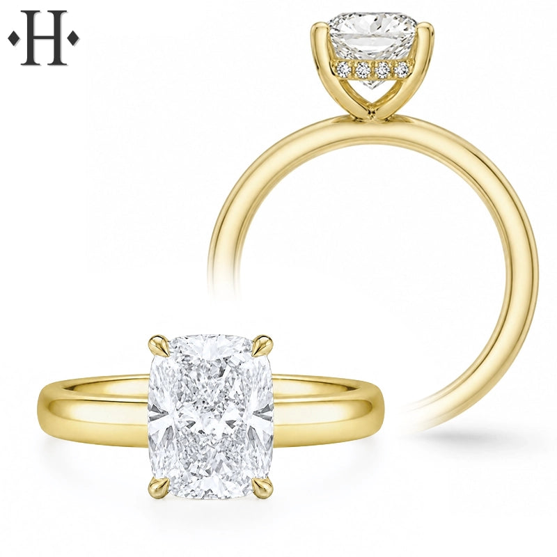 1.50ctr-4.00ctr Elongated Cushion Cut Lab Grown Diamond Ring Tailor Made