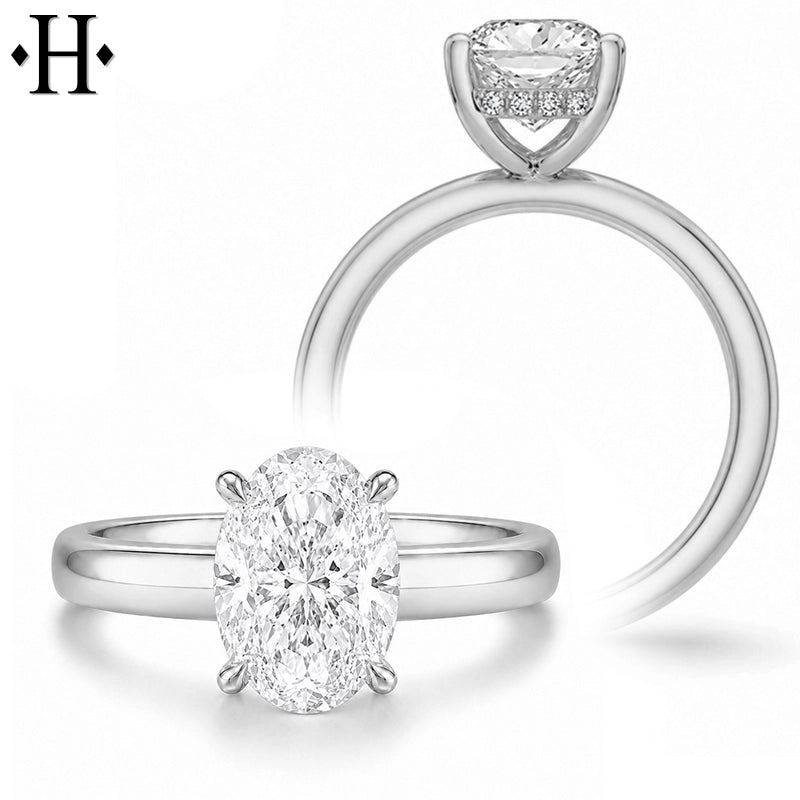 1.50ctr-4.00ctr Oval Cut Lab Grown Diamond Ring