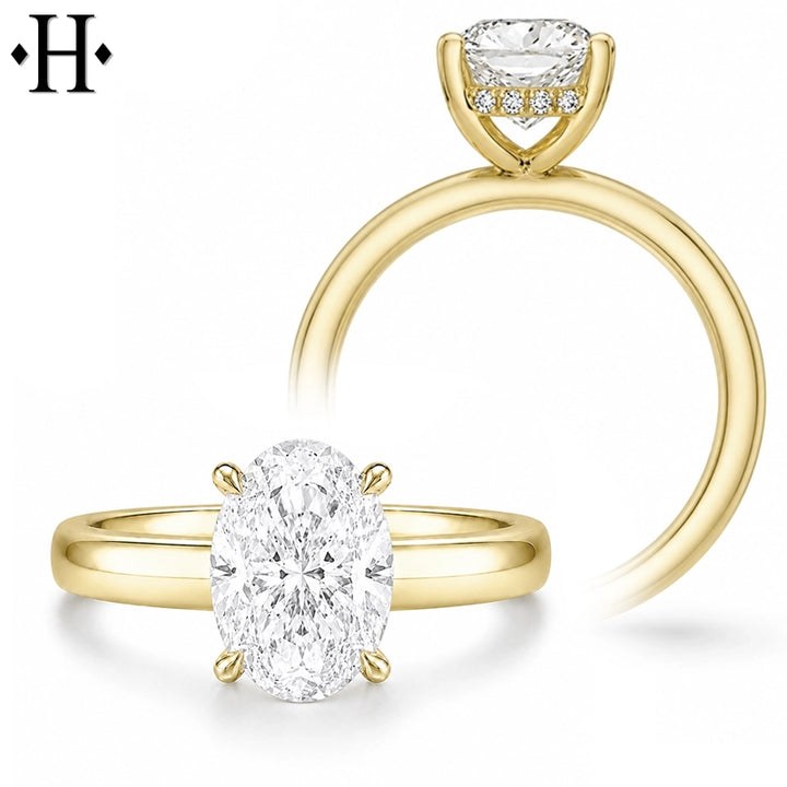 1.50ctr-4.00ctr Oval Cut Lab Grown Diamond Ring Tailor Made