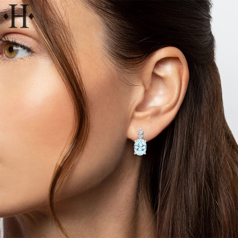 Genuine Aquamarine & Canadian Diamond Earrings