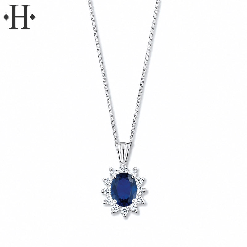 10kt Genuine Sapphire & Diamond Necklace