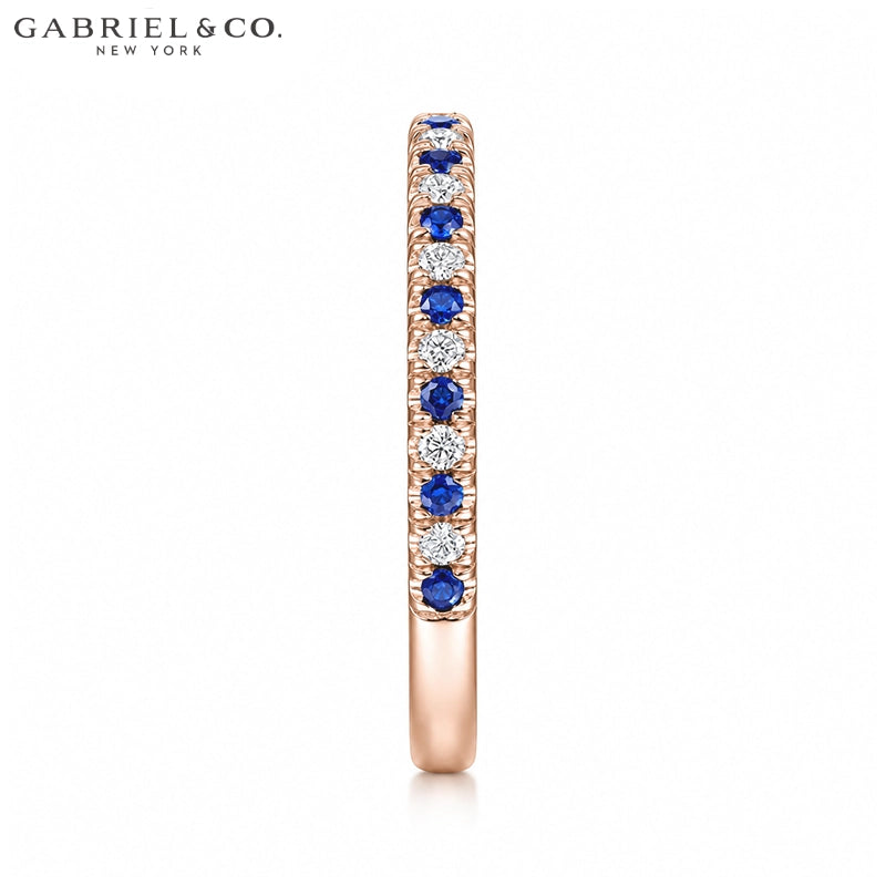 Genuine Sapphire & Natural Diamond French U-Pavé Ring 1.9mm
