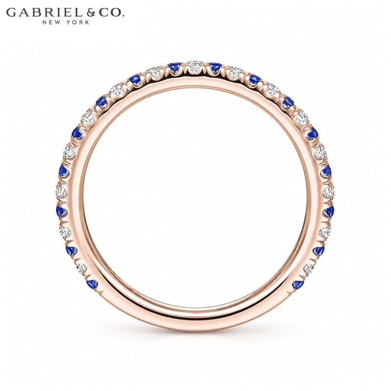 Genuine Sapphire & Natural Diamond French U-Pavé Ring 1.9mm