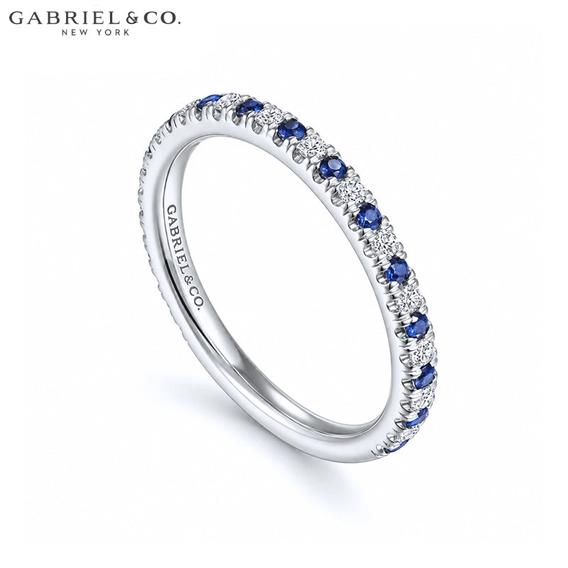 Genuine Sapphire & Natural Diamond French U-Pavé Ring 1.9mm