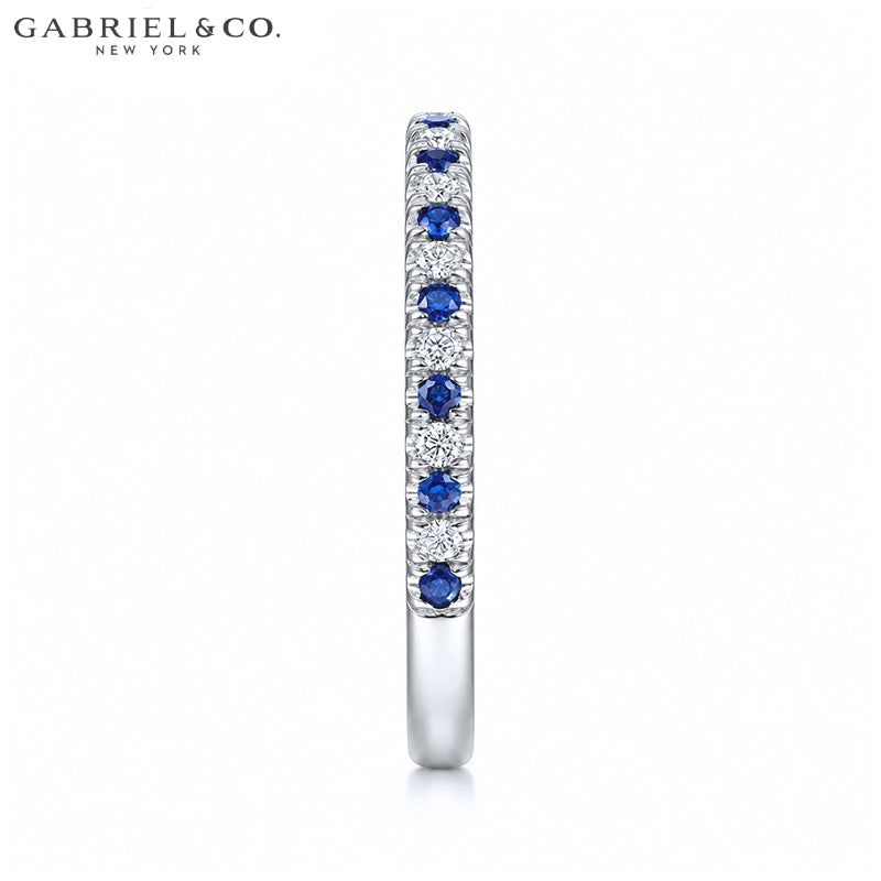Genuine Sapphire & Natural Diamond French U-Pavé Ring 1.9mm