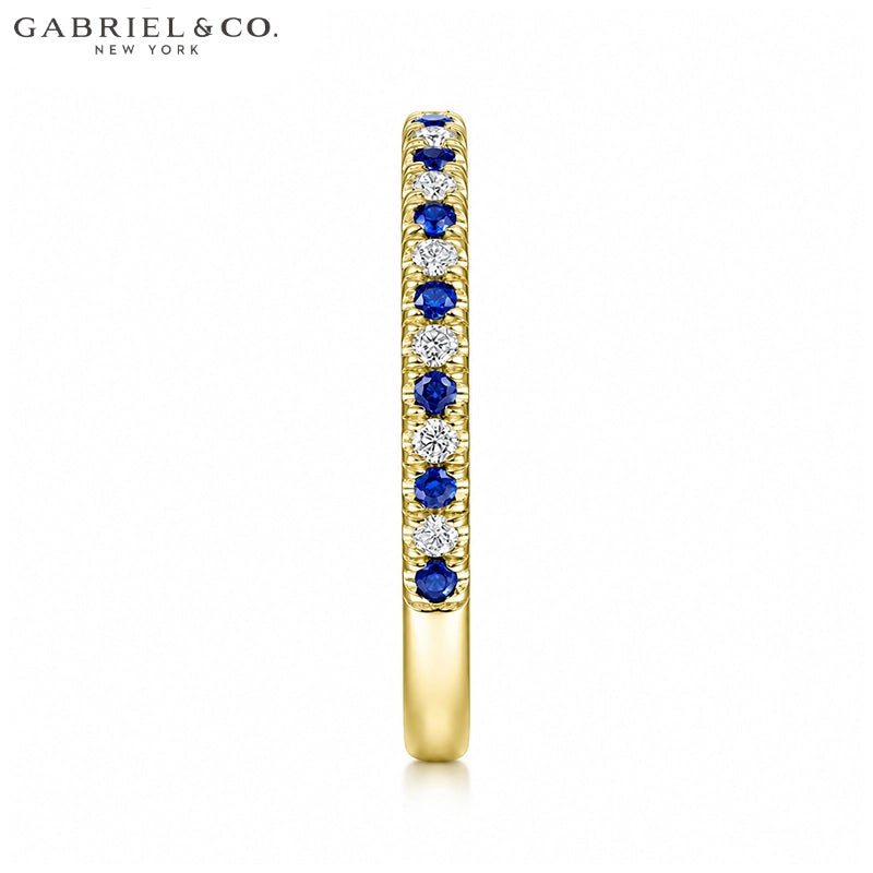 Genuine Sapphire & Natural Diamond French U-Pavé Ring 1.9mm