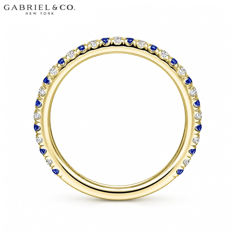 Genuine Sapphire & Natural Diamond French U-Pavé Ring 1.9mm
