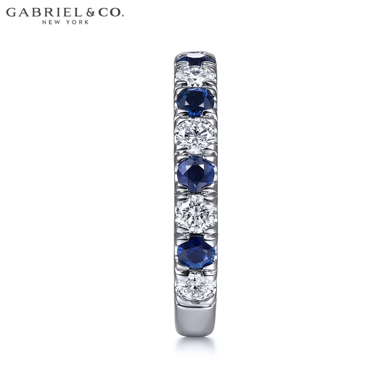 Genuine Sapphire & Natural Diamond French U-Pavé Ring 3.2mm