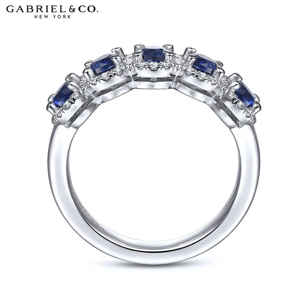 14kt Sapphire & Diamond Halo Ring 5.9mm